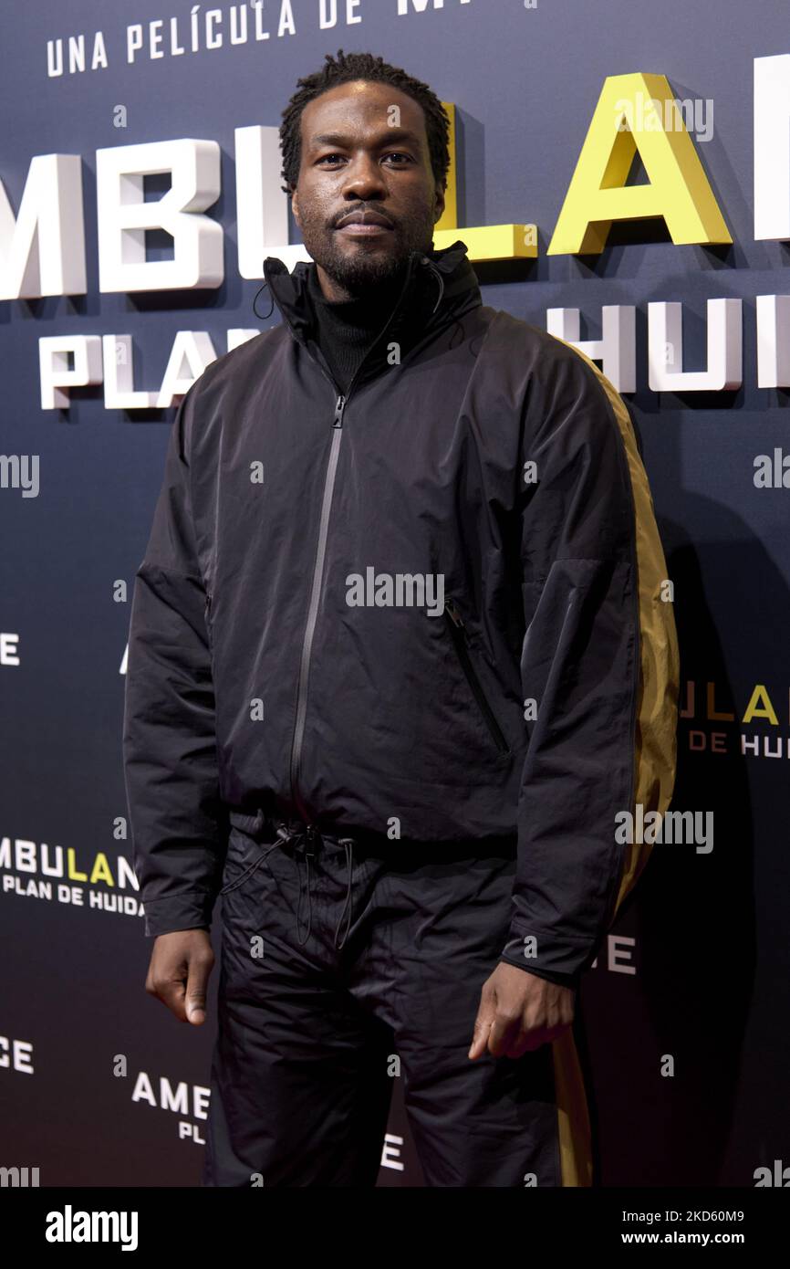 Yahya Abdul-Mateen II nimmt an der Ambulance-Filmpremiere im Kino „Callao Cinelights“ in Madrid, Spanien Teil (Foto: Carlos Dafonte/NurPhoto) Stockfoto