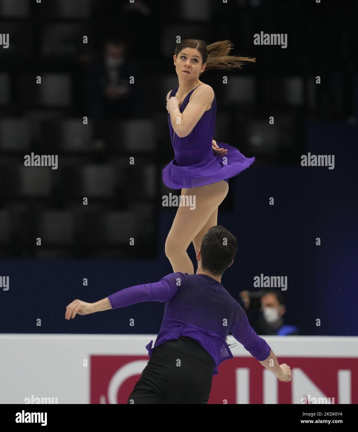 Miriam Ziegler und Severin Kiefer aus Österreich beim Pairs Free Skating, am 24. März 2022 in der Sud de France Arena, Montpellier, Frankreich. (Foto von Ulrik Pedersen/NurPhoto) Stockfoto