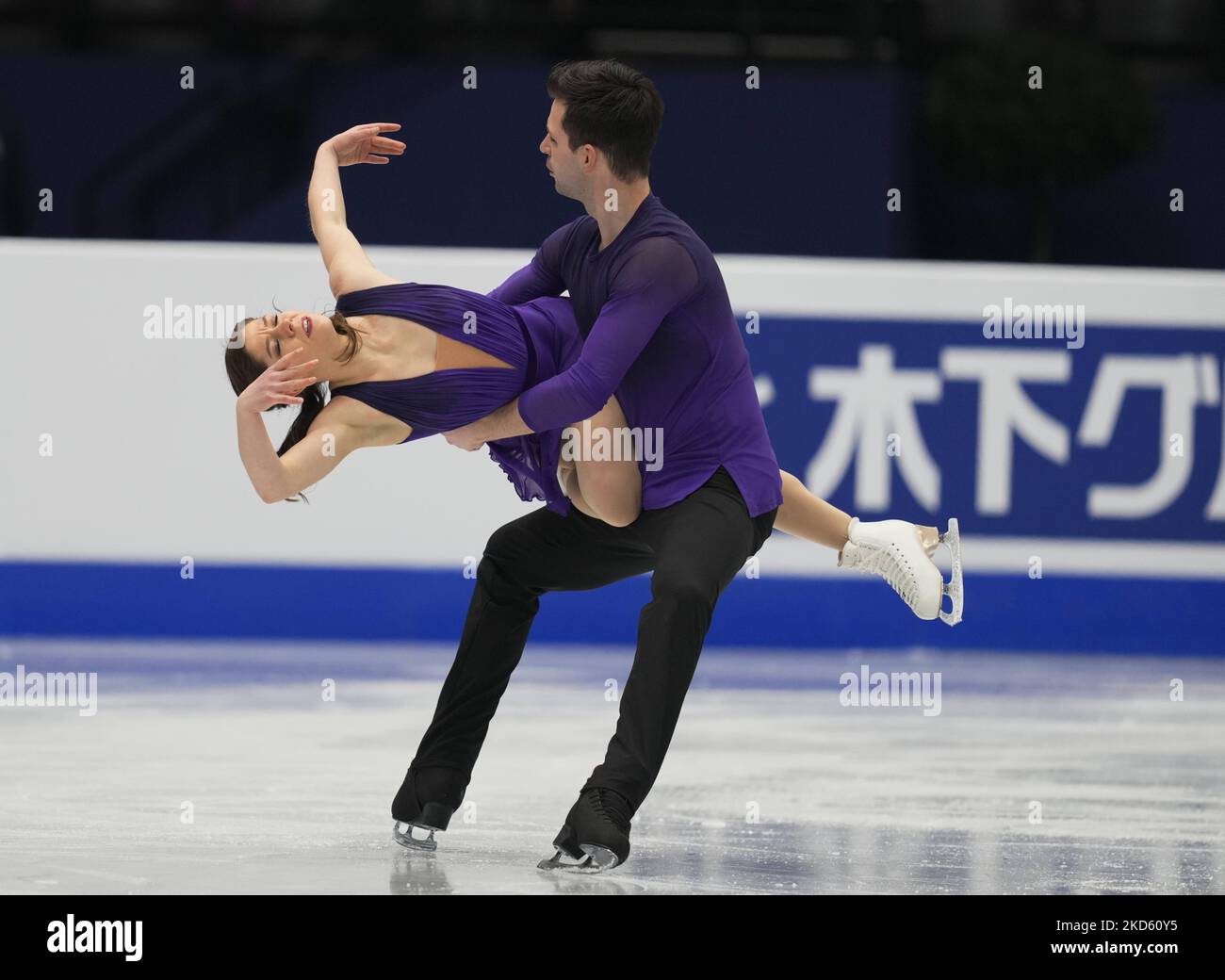 Miriam Ziegler und Severin Kiefer aus Österreich beim Pairs Free Skating, am 24. März 2022 in der Sud de France Arena, Montpellier, Frankreich. (Foto von Ulrik Pedersen/NurPhoto) Stockfoto