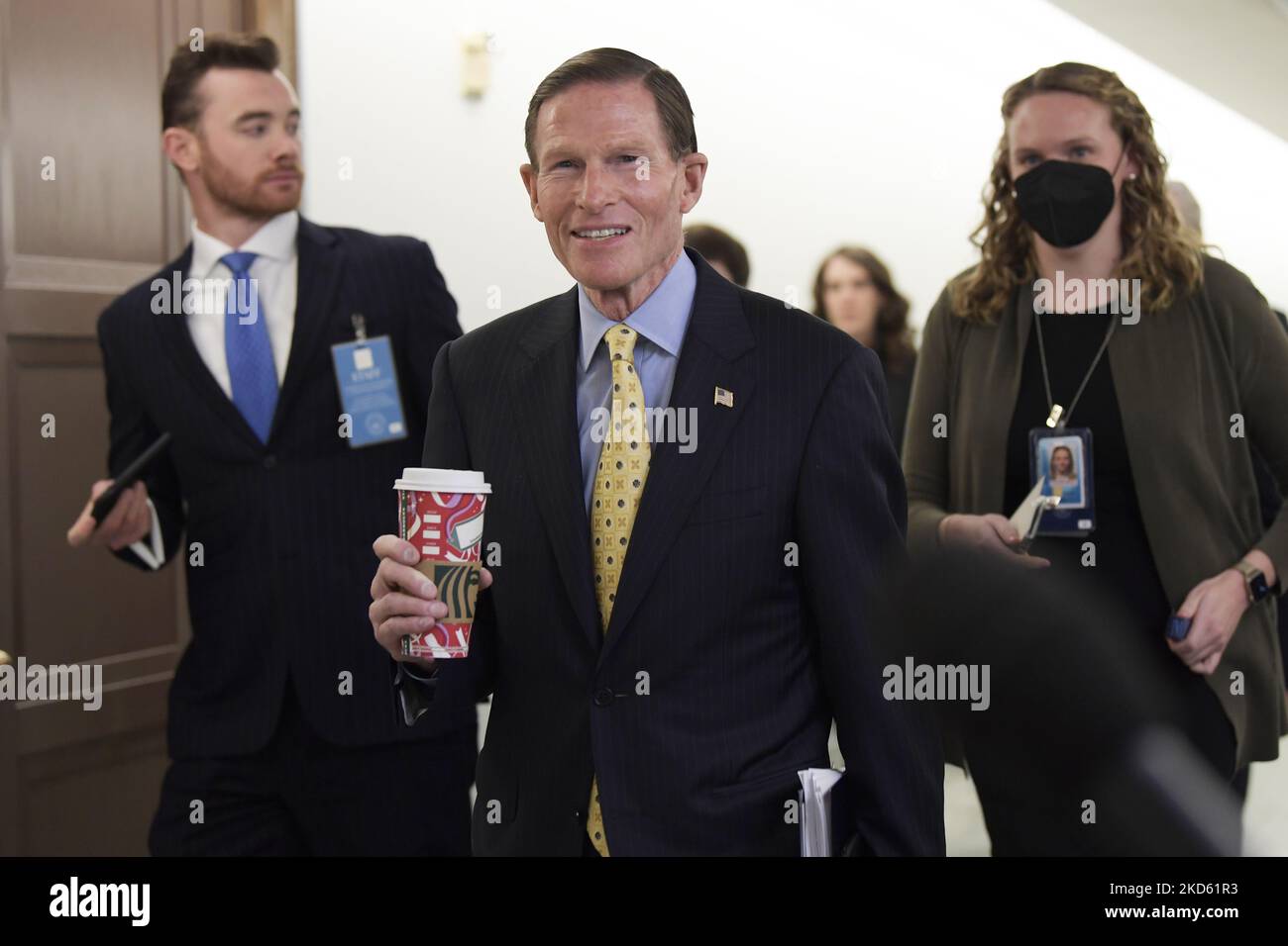 DER US-Senator Richard Blumenthal (D-CT) trifft heute am 21. März 2021 im Hart Senate/Capitol Hill in Washington DC, USA, zur Bestätigungsverhandlung am Obersten Gerichtshof ein. (Foto von Lenin Nolly/NurPhoto) Stockfoto