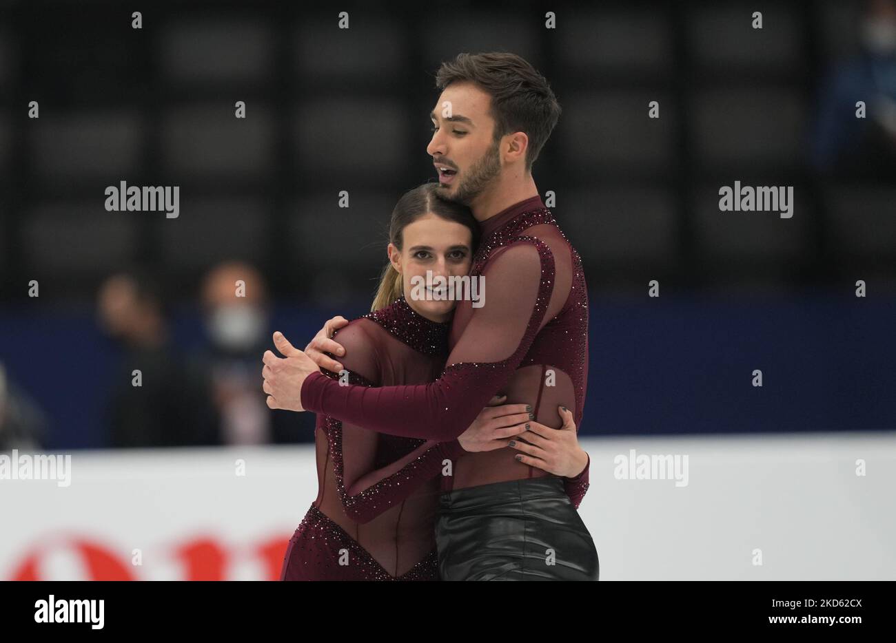 Gabriella Papadakis und Guillaume Cizeron aus Frankreich beim Pairs Ice Dance, am 25. März 2022 in der Sud de France Arena, Montpellier, Frankreich. (Foto von Ulrik Pedersen/NurPhoto) Stockfoto