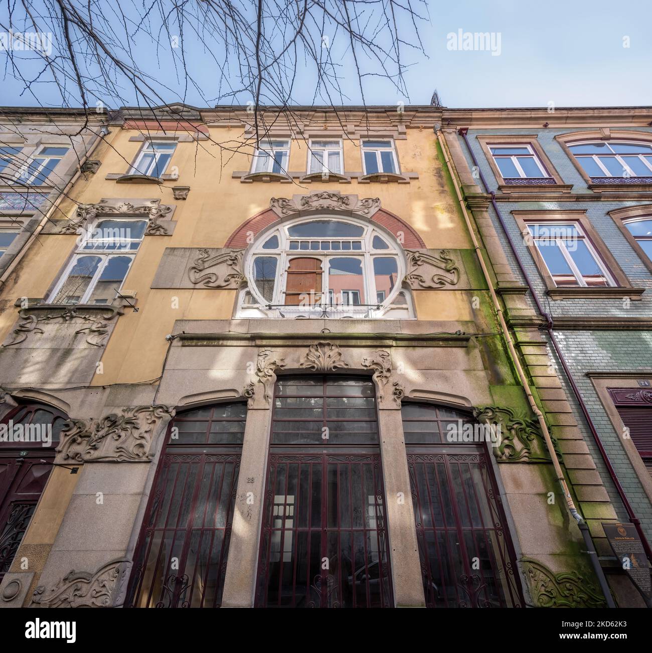 Jugendstilgebäude Galleria de Paris N28 - Porto, Portugal Stockfoto