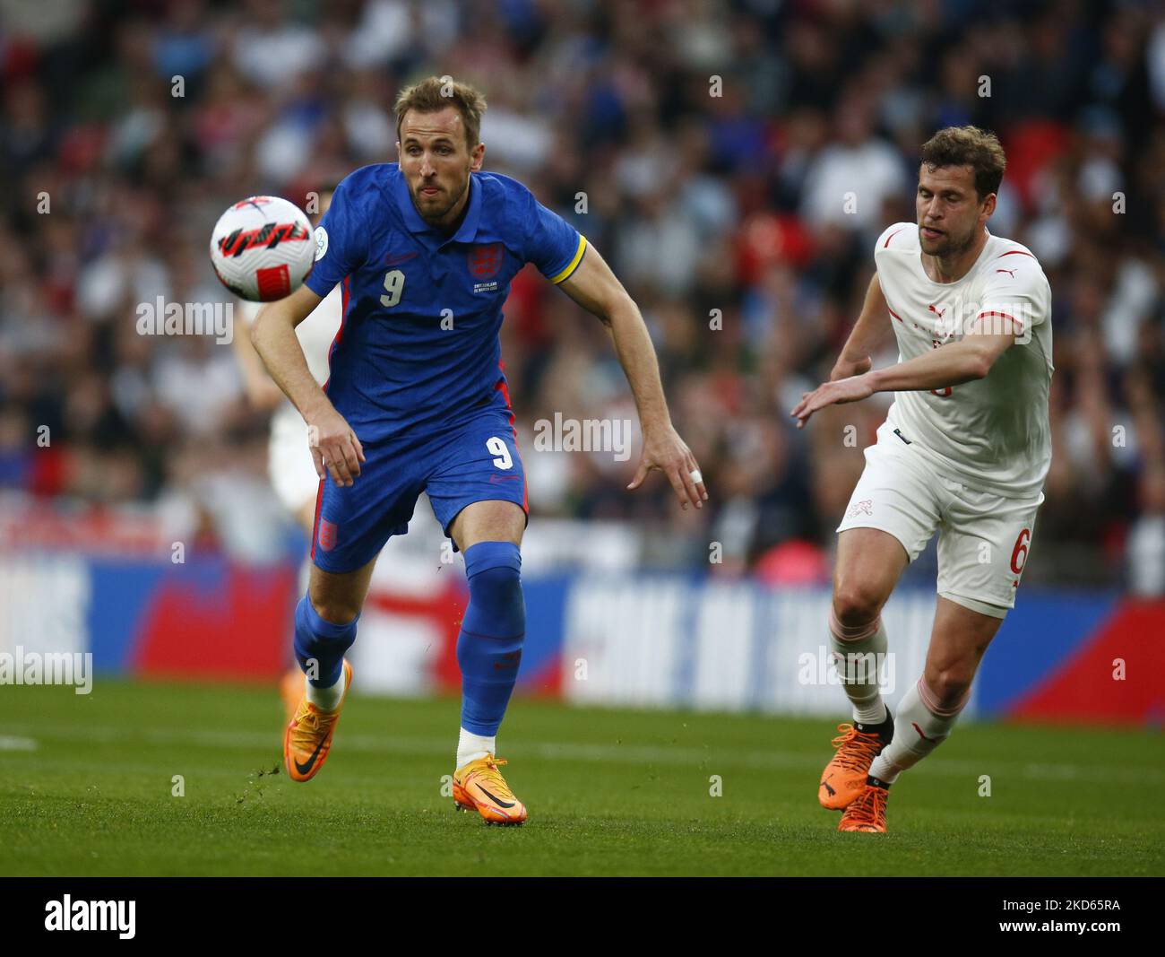 Harry Kane (Tottenham) aus England während einer Alzheimer's Society International zwischen England und der Schweiz im Wembley Stadium, Großbritannien, am 26.. März 2022 (Foto by Action Foto Sport/NurPhoto) Stockfoto