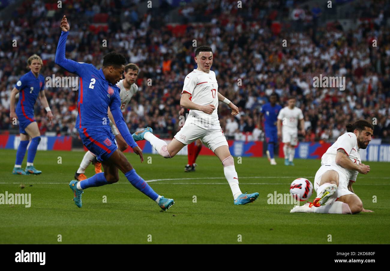 Kyle Walker-Peters (Southampton) aus England bei seiner Debützeit während einer Alzheimer's Society International zwischen England und der Schweiz am 26.. März 2022 im Wembley Stadium, Großbritannien (Foto by Action Foto Sport/NurPhoto) Stockfoto