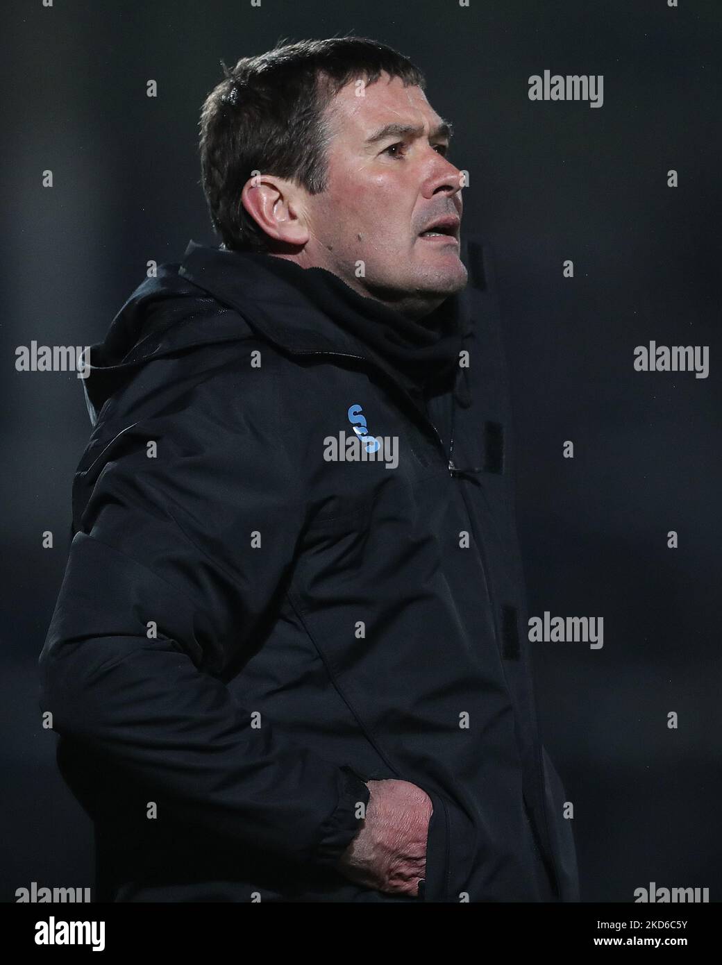 Mansfield Town Manager Nigel Clough während des Sky Bet League 2-Spiels zwischen Hartlepool United und Mansfield Town am Dienstag, den 29.. März 2022 im Victoria Park, Hartlepool. (Foto von Mark Fletcher/MI News/NurPhoto) Stockfoto