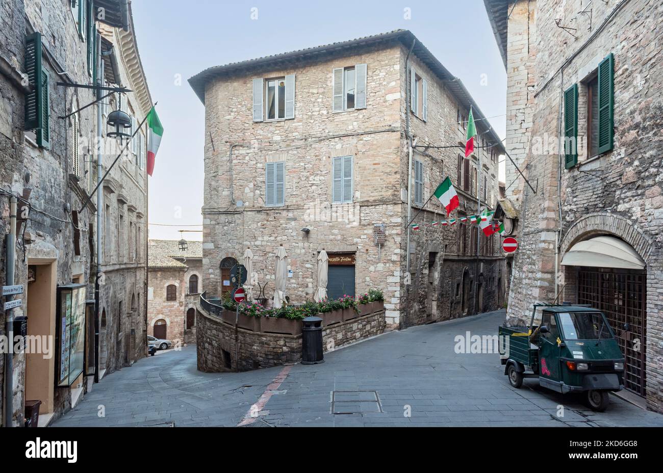 Straßen der Altstadt von Assisi, Umbrien, Italien Stockfoto