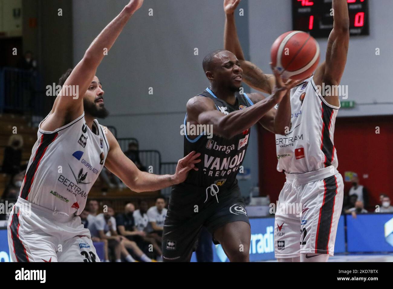 David Cournhooh (Vanoli Cremona) während der italienischen Basketball A Serie Championship Vanoli Basket Cremona vs Bertram Derthona Tortona am Aprile 10, 2022 im PalaRadi in Cremona, Italien (Foto von Matteo Casoni/LiveMedia/NurPhoto) Stockfoto