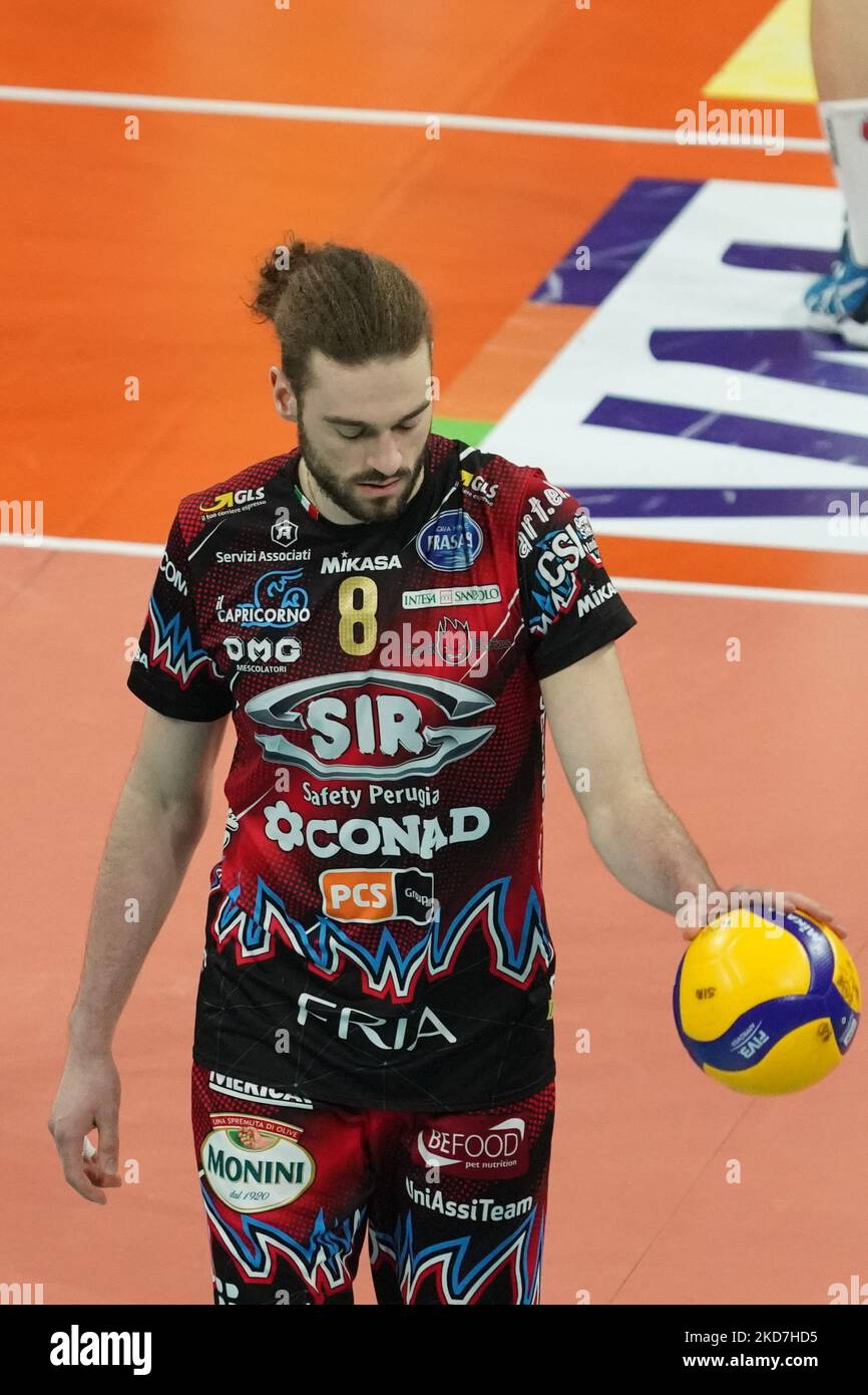 Rychlicki kamil (n.8 SIR Safety conad perugia) während der Volleyball-Meisterschaft der italienischen Serie A Männer in der Superliga - Sir Safety Conad Perugia gegen Leo Schuhe PerkinElmer Modena am 13. April 2022 im Pala Barton in Perugia, Italien (Foto: Loris Cerquiglini/LiveMedia/NurPhoto) Stockfoto