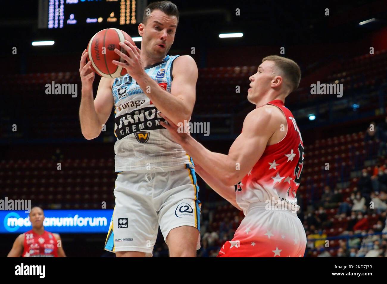 ADAS Juskevicius (Vanoli Cremona) während der italienischen Basketball A Serie Championship AX Armani Exchange Milano vs Vanoli Cremona am 13. April 2022 im Mediolanum Forum in Mailand, Italien (Foto: Savino Paolella/LiveMedia/NurPhoto) Stockfoto