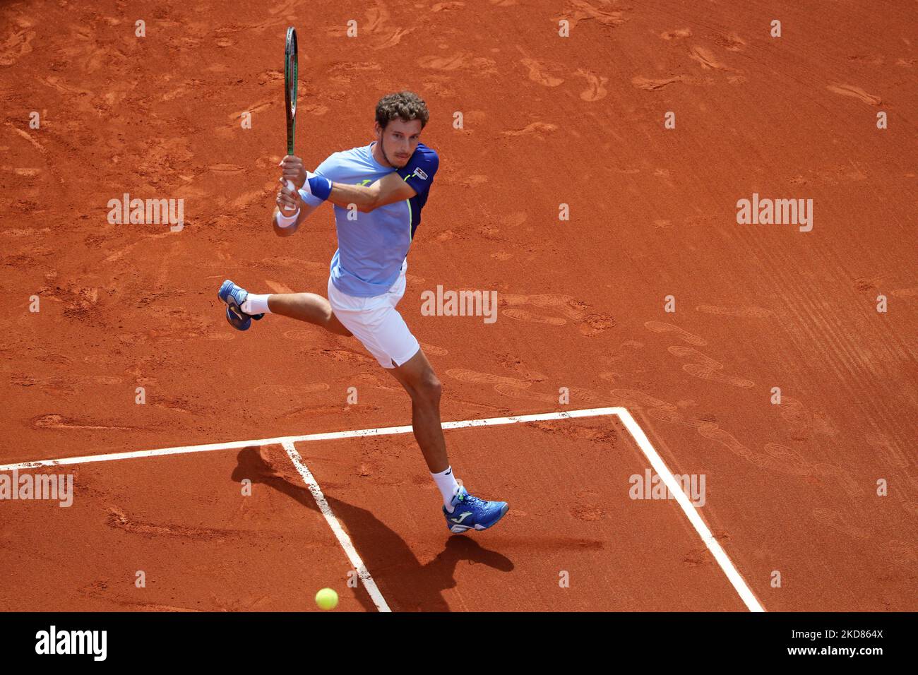 Pablo Carreno Busta während des Spiels gegen Lorenzo Sonego, das der Runde von 16 des Barcelona Open Banc Sabadell Tennisturniers, 69. Conde de Godo Trophy, am 22.. April 2022 in Barcelona entspricht. (Foto von Joan Valls/Urbanandsport/NurPhoto) Stockfoto