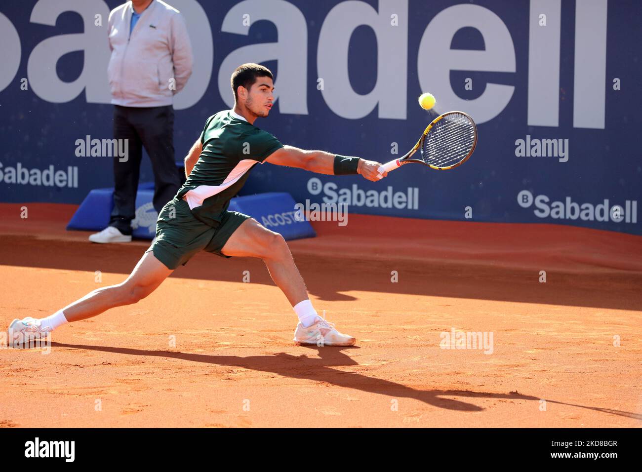 Carlos Alcaraz während des Spiels gegen Pablo Carreno Busta, das dem Finale des Barcelona Open Banc Sabadell Tennisturniers, 69. Conde de Godo Trophy, am 24h. April 2022 in Barcelona entspricht. (Foto von Joan Valls/Urbanandsport/NurPhoto) Stockfoto