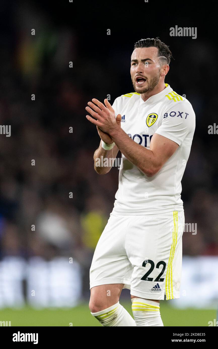 Jack Harrison von Leeds United applaudiert während des Premier League-Spiels zwischen Crystal Palace und Leeds United im Selhurst Park, London, am Montag, 25.. April 2022. (Foto von Juan Gasperini/MI News/NurPhoto) Stockfoto