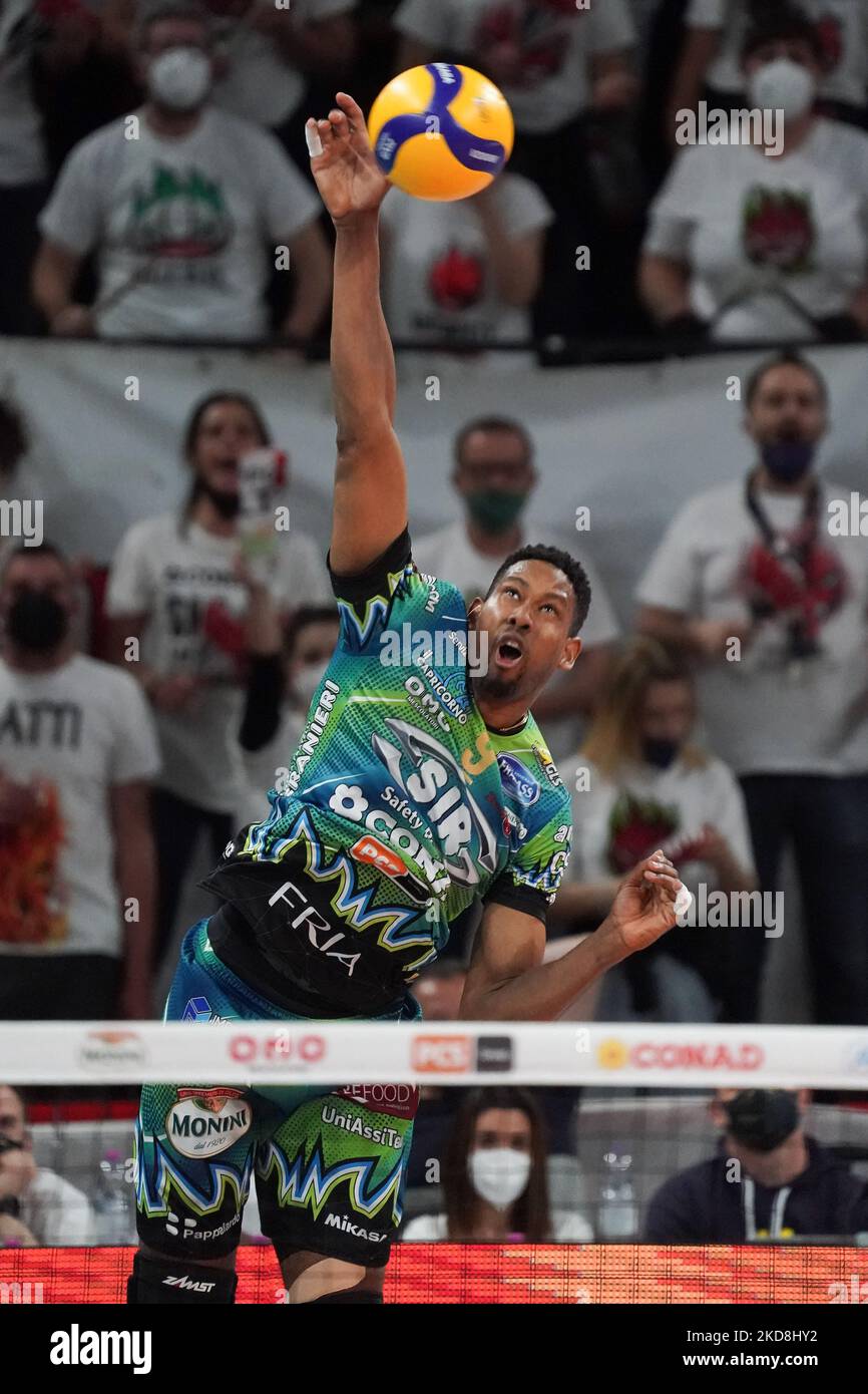 wilfredo leon venero (n.9 SIR Safety conad perugia) während des Volleyball-Spiels der italienischen Serie A der Männer-Superliga - Sir Safety Conad Perugia vs Leo Shoes PerkinElmer Modena am 27. April 2022 im Pala Barton in Perugia, Italien (Foto: Loris Cerquiglini/LiveMedia/NurPhoto) Stockfoto