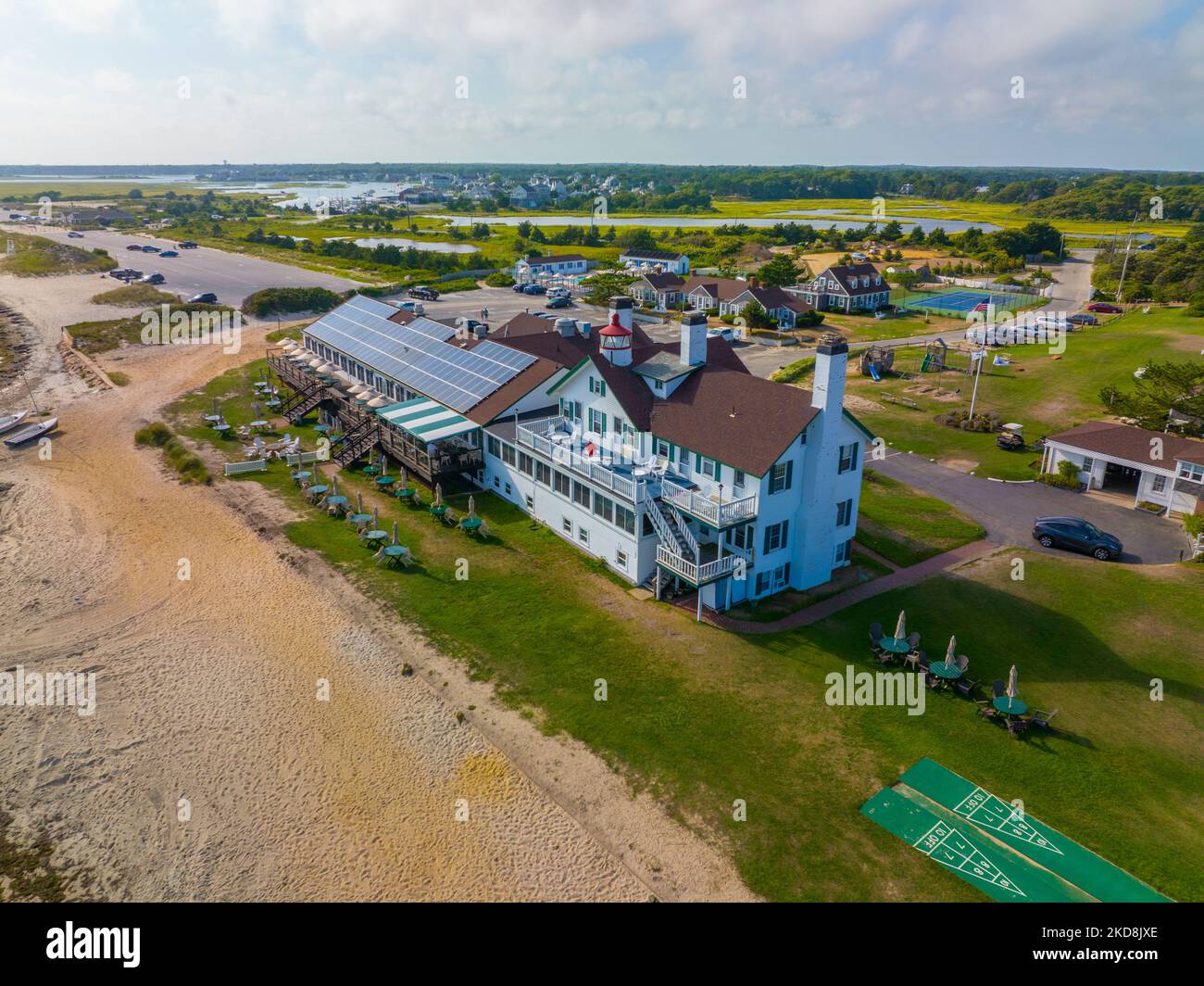 West Dennis Lighthouse wurde 1855 als Bass River Light am West Dennis Beach in der Stadt Dennis, Cape Cod, Massachusetts, USA, erbaut. Stockfoto