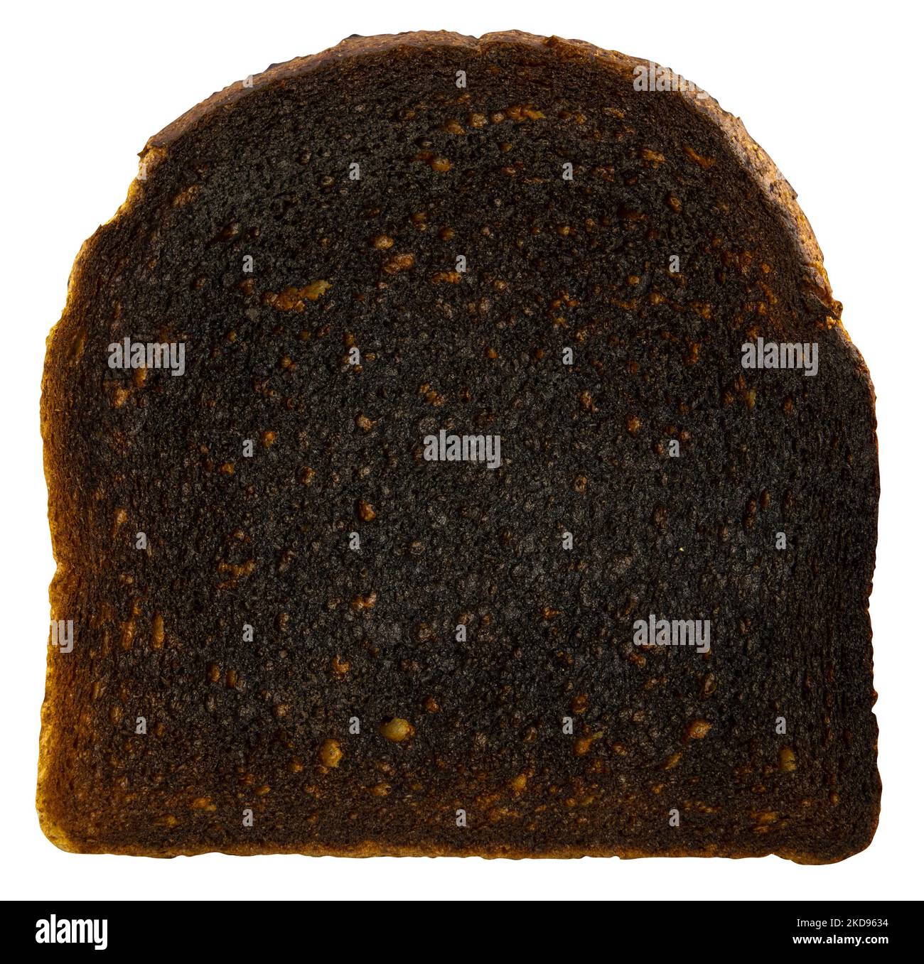 Isoliertes Bild eines verbrannten Toastes Stockfoto