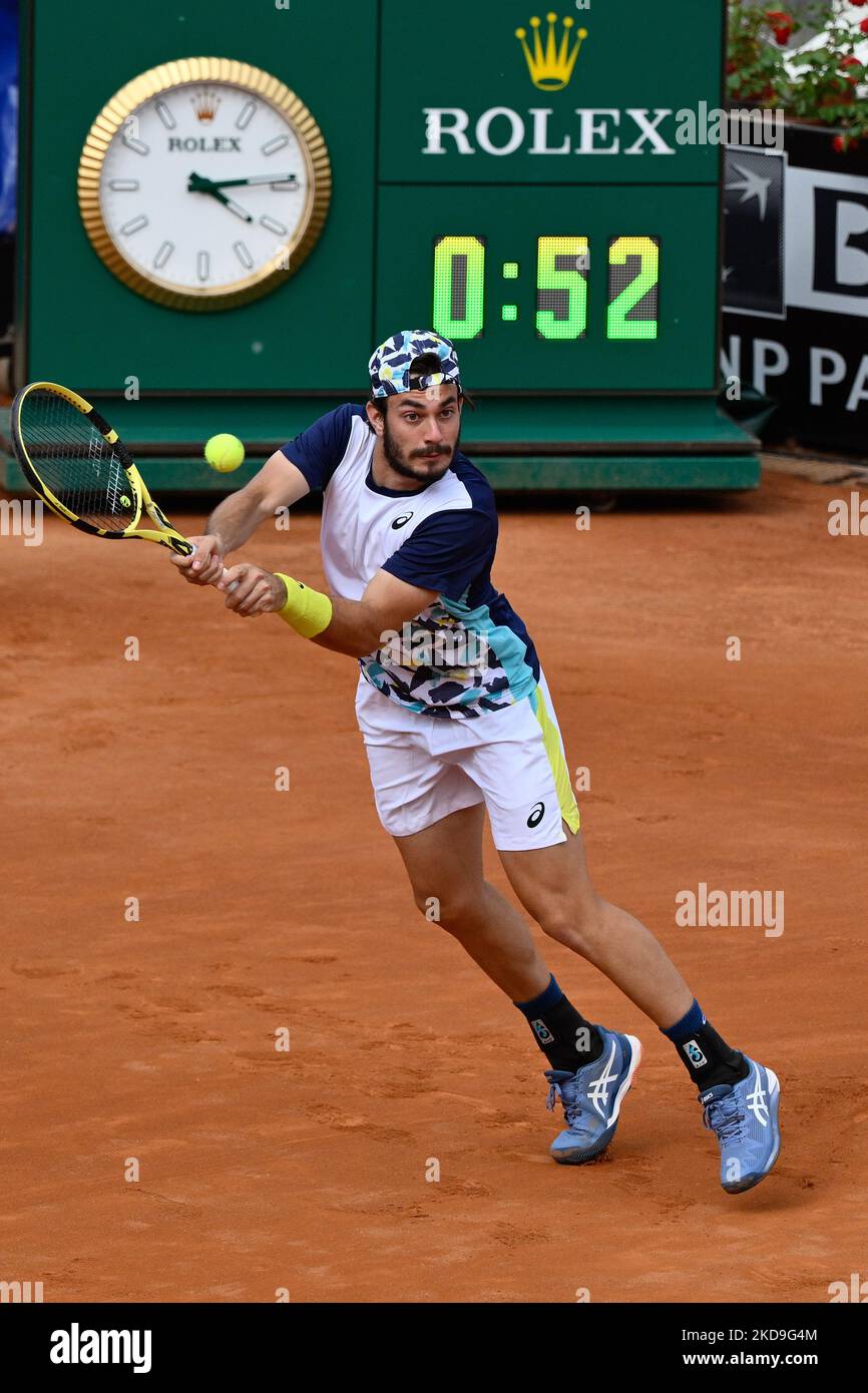 Giulio Zeppieri (ITA) während der ersten Runde gegen Maxime Cressy (USA) des ATP Master 1000 Internazionali BNL D'Italia Turniers am 8. Mai 2022 im Foro Italico (Foto: Fabrizio Corragetti/LiveMedia/NurPhoto) Stockfoto