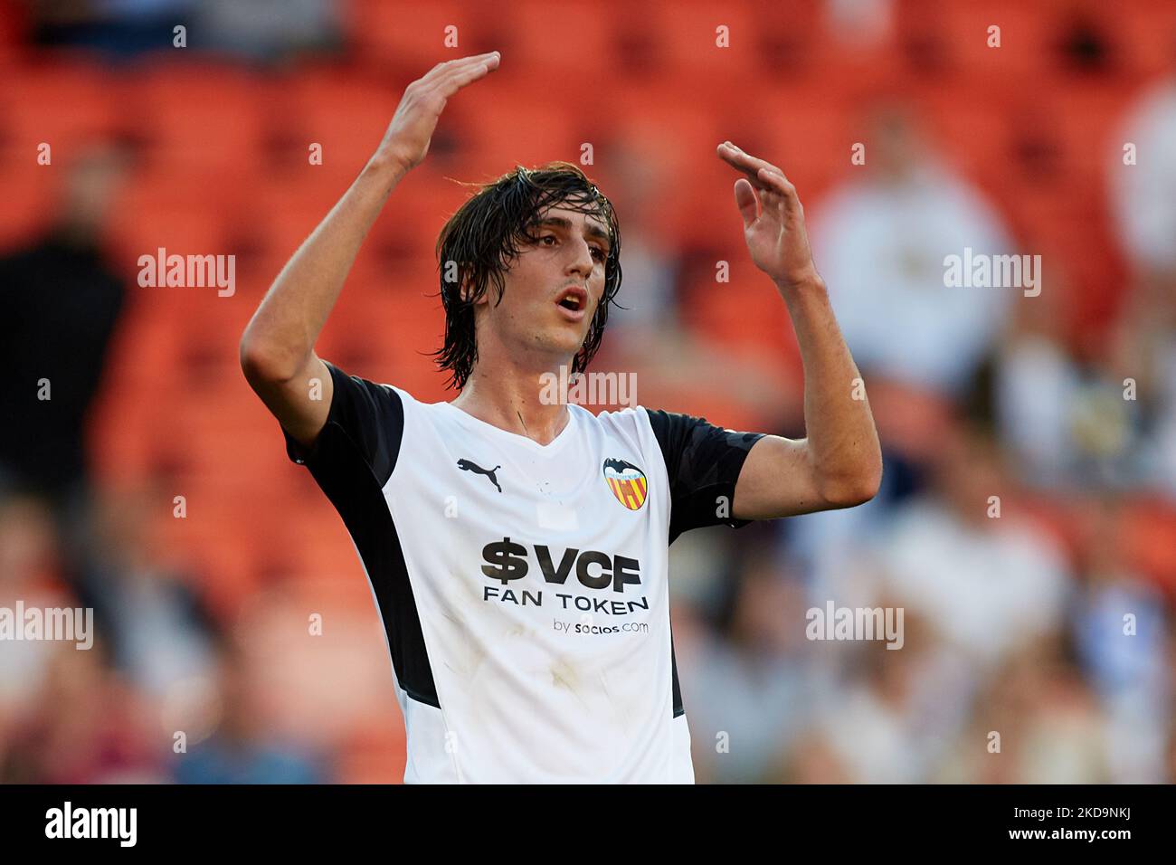 Bryan von Valencia CF reagiert während des La Liga Santander-Spiels zwischen Valencia CF und Real Betis im Mestalla-Stadion, 10. Mai 2022, Valencia, Spanien. (Foto von David Aliaga/NurPhoto) Stockfoto