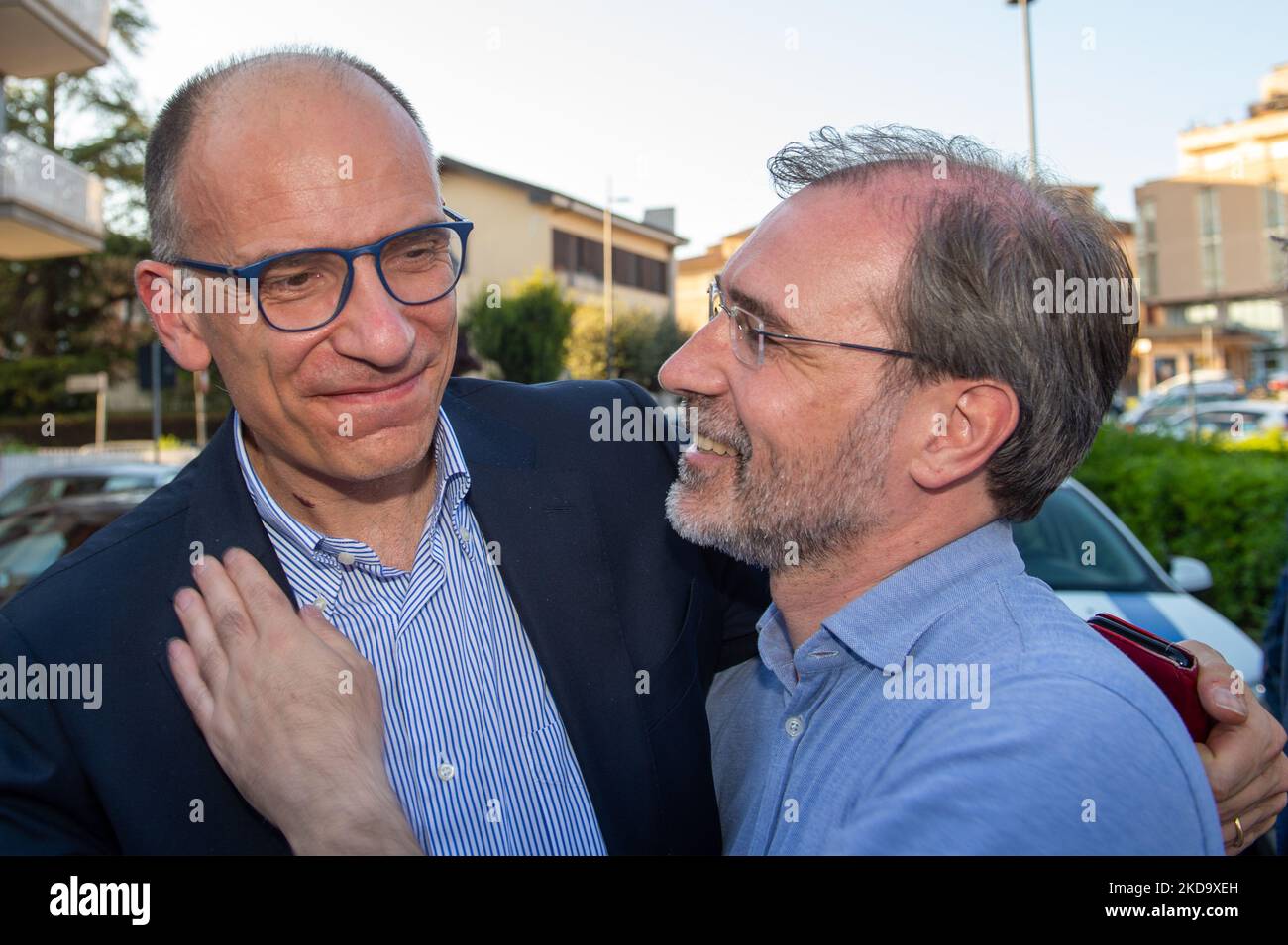 Enrico Letta, nationaler Sekretär der Partito Democratico (Demokratische Partei), in Rieti vor den Kommunalwahlen zur Unterstützung der Mitte-Links-Kandidatin Simone Petrangeli, in Rieti, Italien, am 13. Mai 2022. (Foto von Riccardo Fabi/NurPhoto) Stockfoto