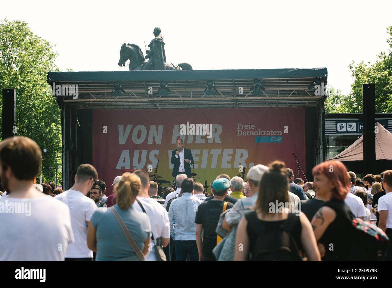 Joachim Stamp, der Spitzenkandidat der FDP-Parteiversammlung am 14. Mai 2022 am Heumarkt in Köln. (Foto von Ying Tang/NurPhoto) Stockfoto