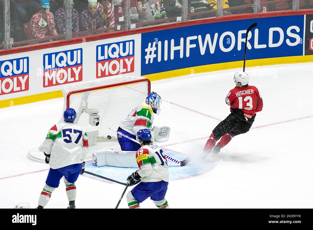 Team Swiss Team Italy Â©IIHF2022 während der Eishockey-Weltmeisterschaft - Schweiz gegen Italien am 14. Mai 2022 in der Eishalle in Helsinki, Finnland (Foto von Andrea Re/LiveMedia/NurPhoto) Stockfoto