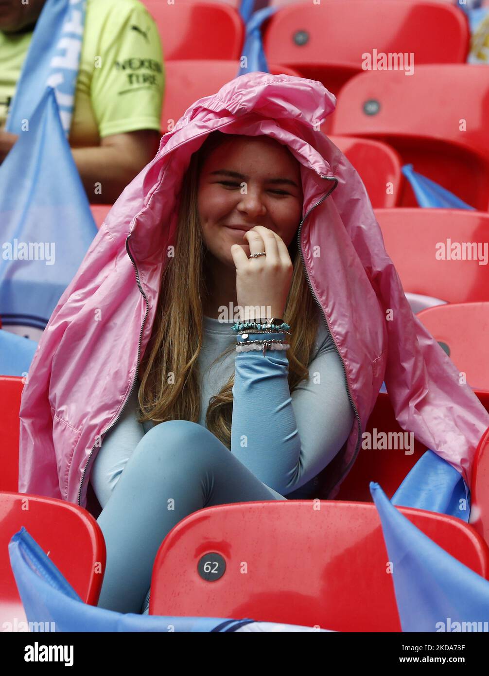 LONDON, ENGLAND - 15. MAI: Manchester City-Fans vor dem FA Cup-Finale der Frauen zwischen Chelsea Women und Manchester City Women im Wembley Stadium, London, Großbritannien 15.. Mai 2022 (Foto von Action Foto Sport/NurPhoto) Stockfoto