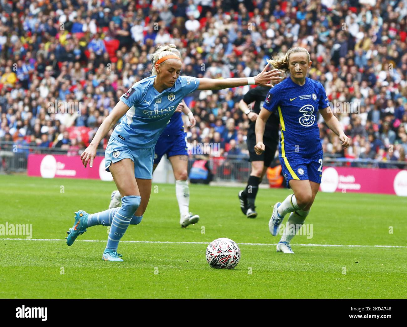 LONDON, ENGLAND - MAI 15:Chloe Kelly von Manchester City WFC beim FA Cup-Finale der Frauen zwischen Chelsea Women und Manchester City Women im Wembley Stadium, London, Großbritannien 15.. Mai 2022 (Foto von Action Foto Sport/NurPhoto) Stockfoto