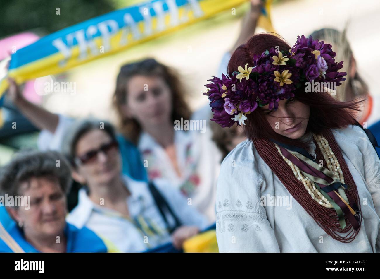 Ukrainische Gemeinschaft in Rom, die sich unter der UN-Ernährungs- und Landwirtschaftsorganisation am 18. Mai 2022 in Rom, Italien, versammelt hat (Foto: Andrea Ronchini/NurPhoto) Stockfoto