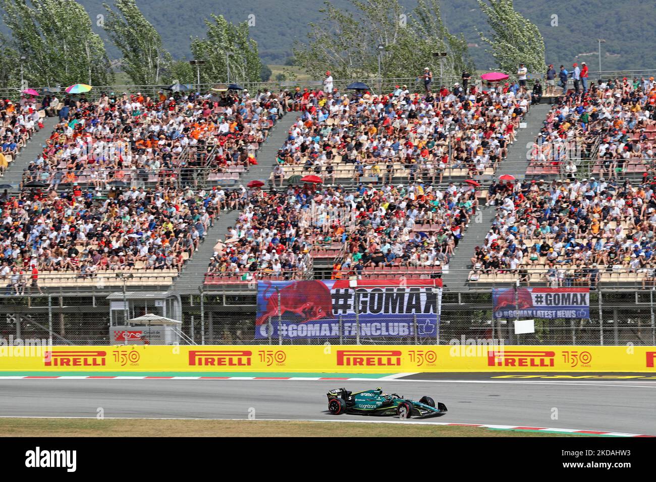 Sebastian Vettels Aston Martin beim Qualifying des Formel 1 Pirelli GP von Spanien, das am 21.. Mai 2022 auf dem Circuit de Barcelona Catalunya in Barcelona stattfand. -- (Foto von Urbanandsport/NurPhoto) Stockfoto