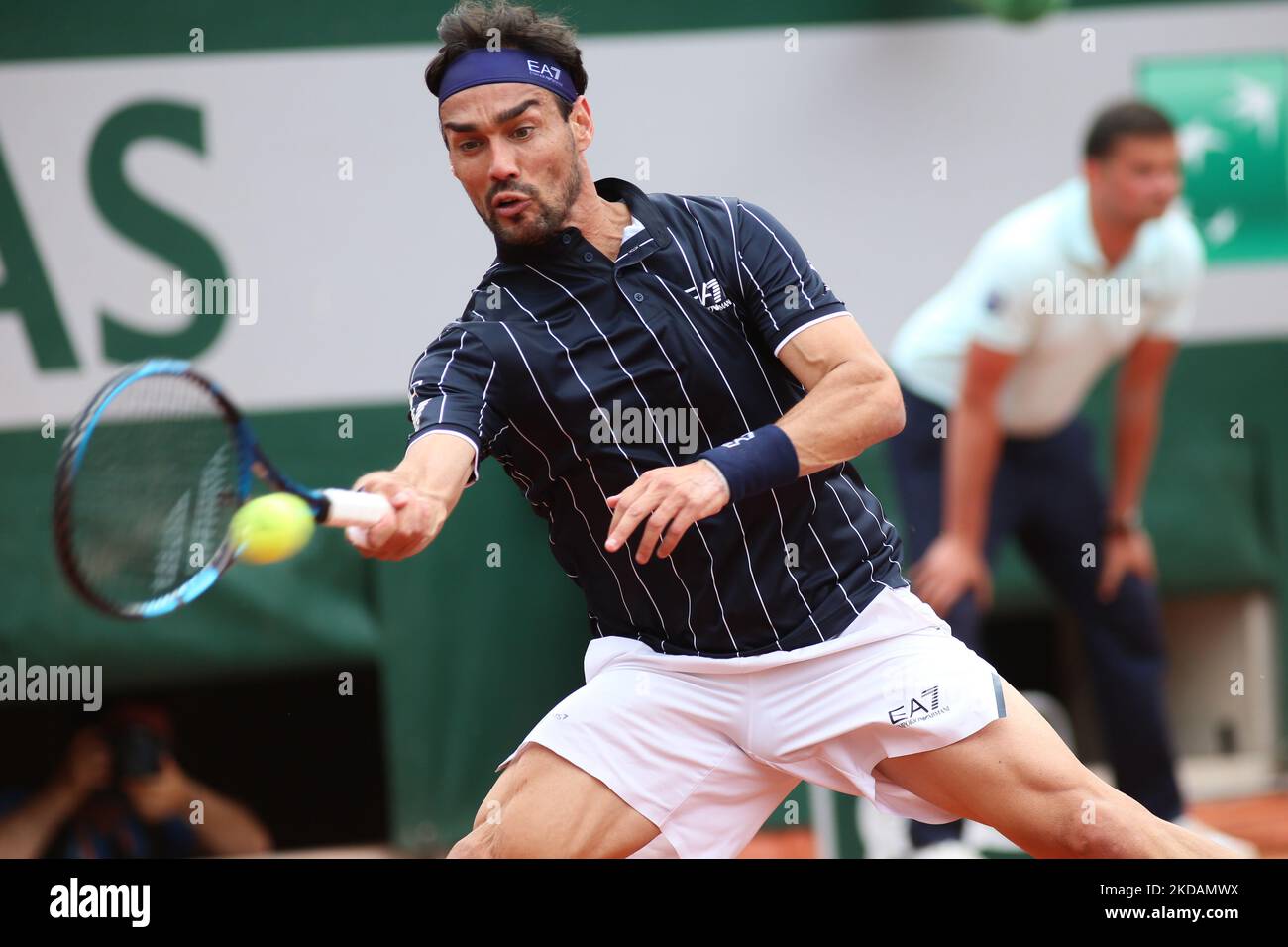 Fabio Fognini während seines Spiels gegen Alexei Popyrin Simonne Mathieu am ersten Finaltag der French Open 2022, am 22. Mai 2022. (Foto von Ibrahim Ezzat/NurPhoto) Stockfoto