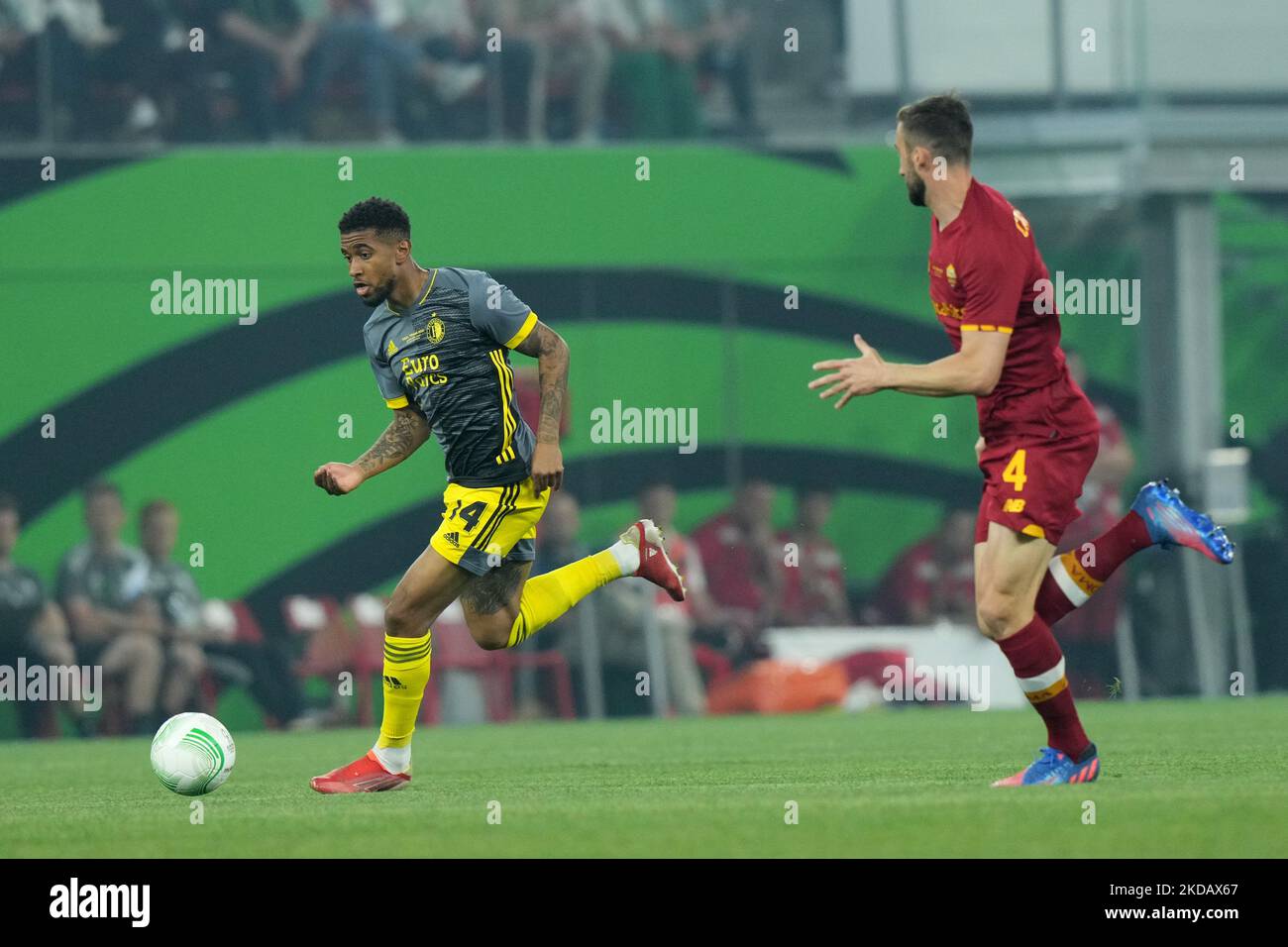 Eldor Shomurodov von AS Roma beim UEFA Conference League Finale zwischen AS Roma und Feyenoord am 25. Mai 2022 in der Arena Kombetare, Tirana, Albanien. (Foto von Giuseppe Maffia/NurPhoto) Stockfoto