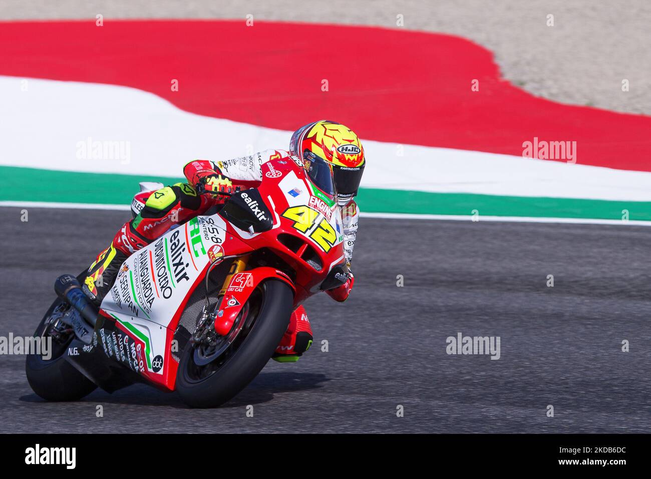 42 Marcos Ramirez (MV Agusta Forward Racing Moto2) während der MotoGP-Weltmeisterschaft Gran Premio dâ €™Italia Oakley Race Moto2, Moto3 am 29. Mai 2022 auf dem Mugello International Circuit in Mugello, Italien (Foto von Valerio Origo/LiveMedia/NurPhoto) Stockfoto