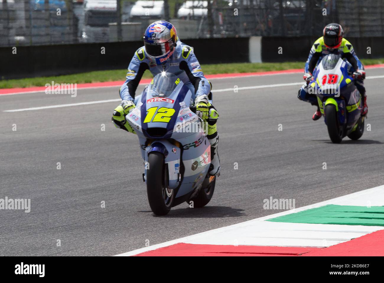 12 Salac Filip während der MotoGP-Weltmeisterschaft Gran Premio dâ €™Italia Oakley Race Moto2, Moto3 am 29. Mai 2022 auf dem internationalen Kurs des Mugello in Mugello, Italien (Foto: Valerio Origo/LiveMedia/NurPhoto) Stockfoto