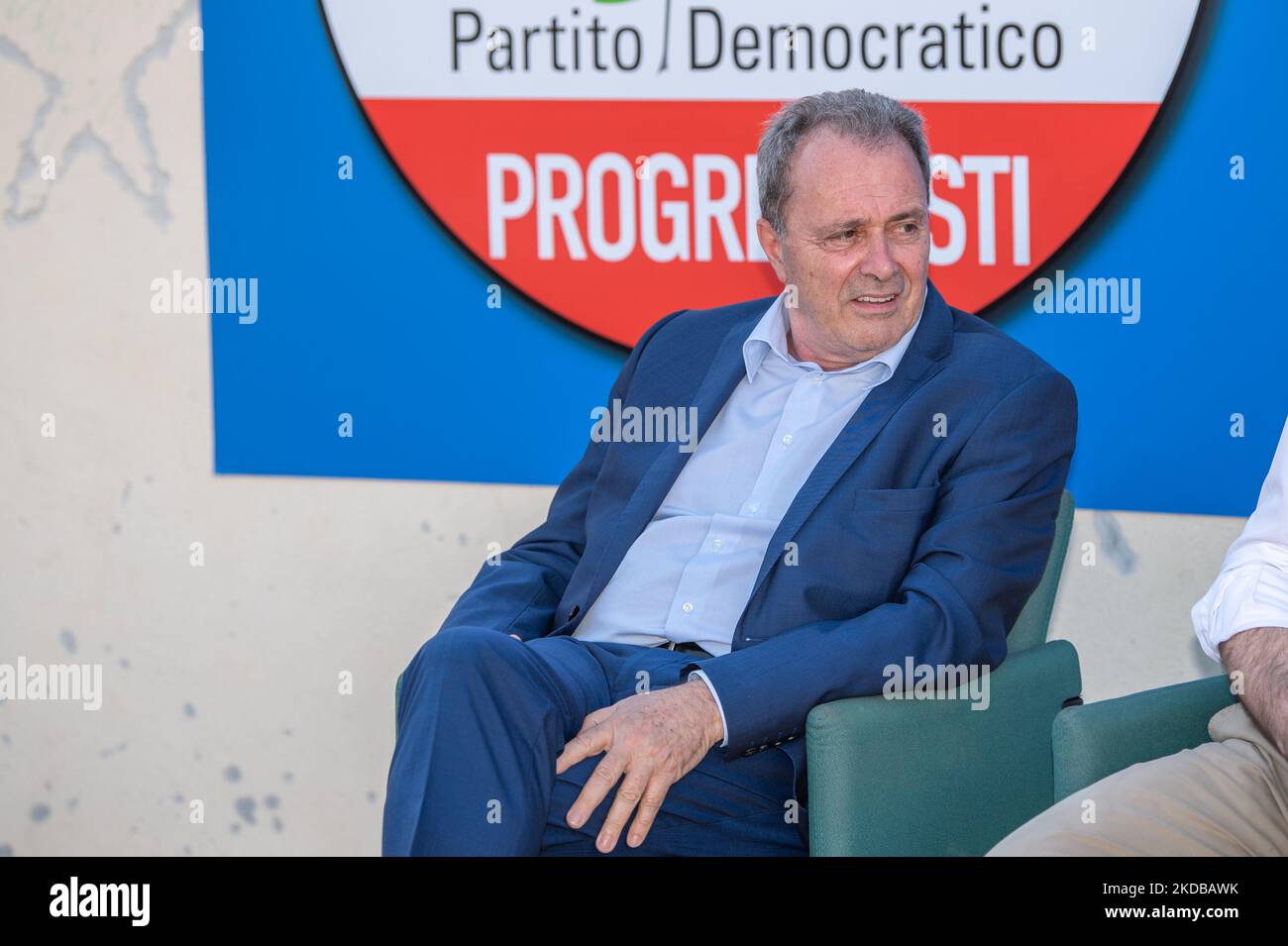 Der Bürgermeister von Rom, Roberto Gualtieri, in Rieti, um die Kandidatin des Zentrums, Simone Petrangeli, zu unterstützen. In Rieti, Italien, am 31. Mai 2022. (Foto von Riccardo Fabi/NurPhoto) Stockfoto