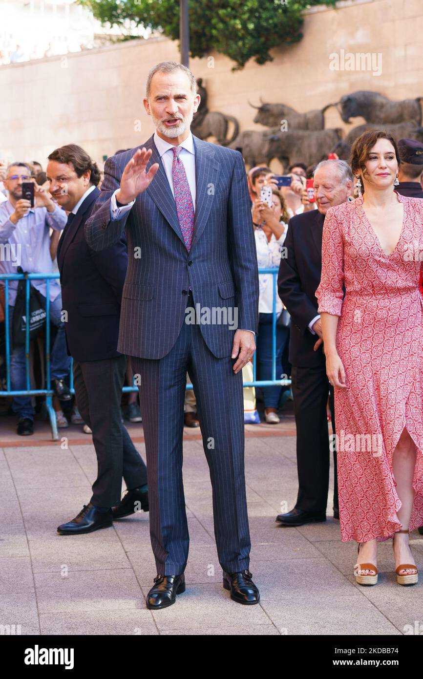 König Felipe VI. Von Spanien nimmt am Stierkampf der Wohltätigkeitsorganisation an der Stierkampfarena Las Ventas in Madrid Teil 1. Juni 2022 Spanien (Foto: Oscar Gonzalez/NurPhoto) Stockfoto