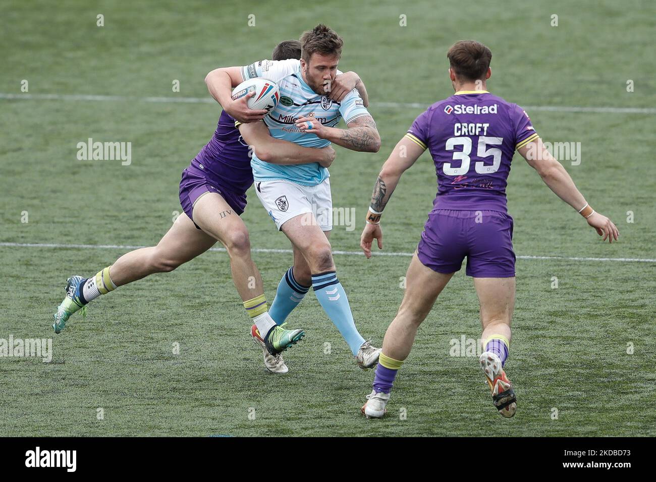 Ben Hellewell von Featherstone Rovers in Aktion während des WETTLAUFS DER BETFRED Championship zwischen Newcastle Thunder und Featherstone Rovers im Kingston Park, Newcastle am Donnerstag, dem 2.. Juni 2022. (Foto von will Matthews/MI News/NurPhoto) Stockfoto