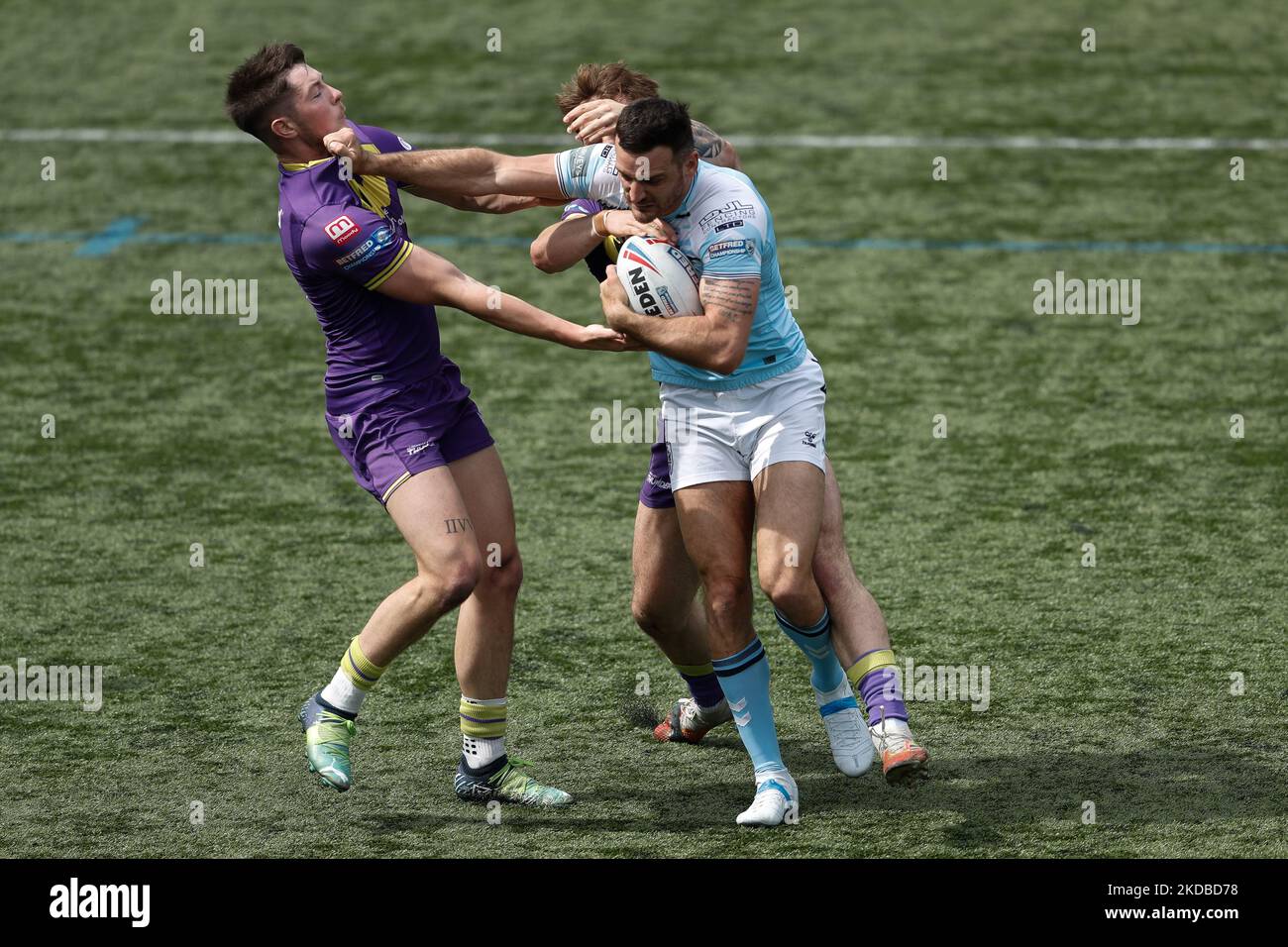 Craig Hall of Featherstone Rovers in Aktion während des WETTLAUFS DER BETFRED Championship zwischen Newcastle Thunder und Featherstone Rovers im Kingston Park, Newcastle am Donnerstag, den 2.. Juni 2022. (Foto von will Matthews/MI News/NurPhoto) Stockfoto