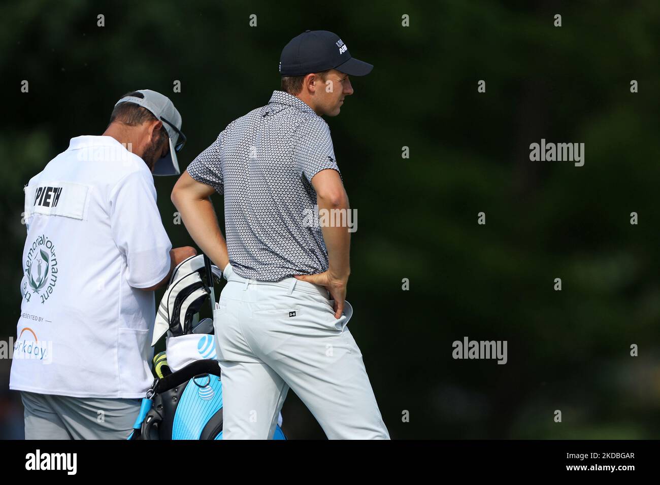 Während der zweiten Runde des Memorial Tournaments präsentiert von Workday im Muirfield Village Golf Club in Dublin, Ohio, USA am Freitag, 3. Juni 2022. (Foto von Jorge Lemus/NurPhoto) Stockfoto