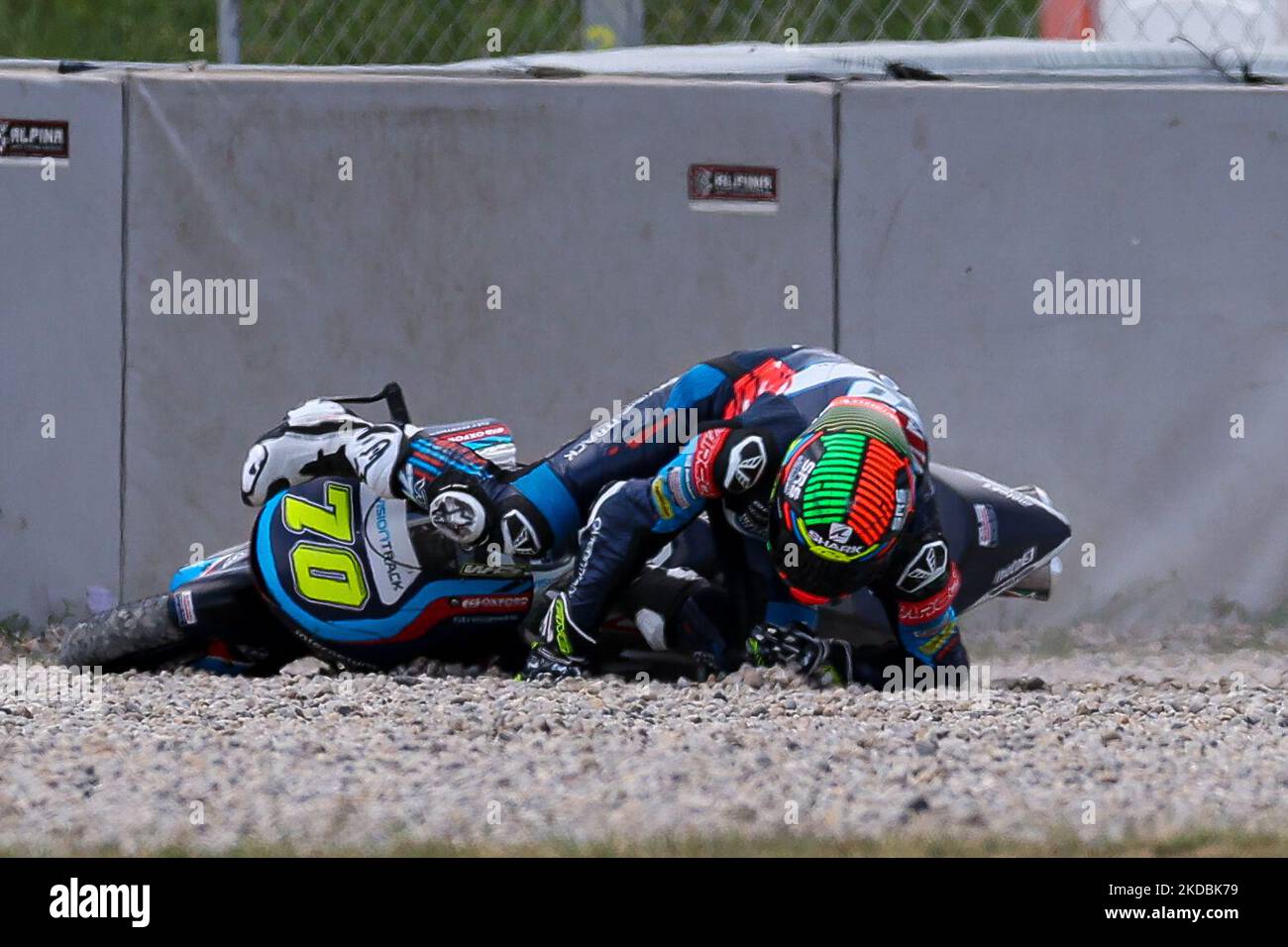 Joshua Whatley aus Großbritannien vom VisionTrack Racing Team mit Honda während des freien Trainings Moto3 des Gran Premio Monster Energy de Catalunya auf dem Circuit de Barcelona-Catalunya in Barcelona. (Foto von DAX Images/NurPhoto) Stockfoto