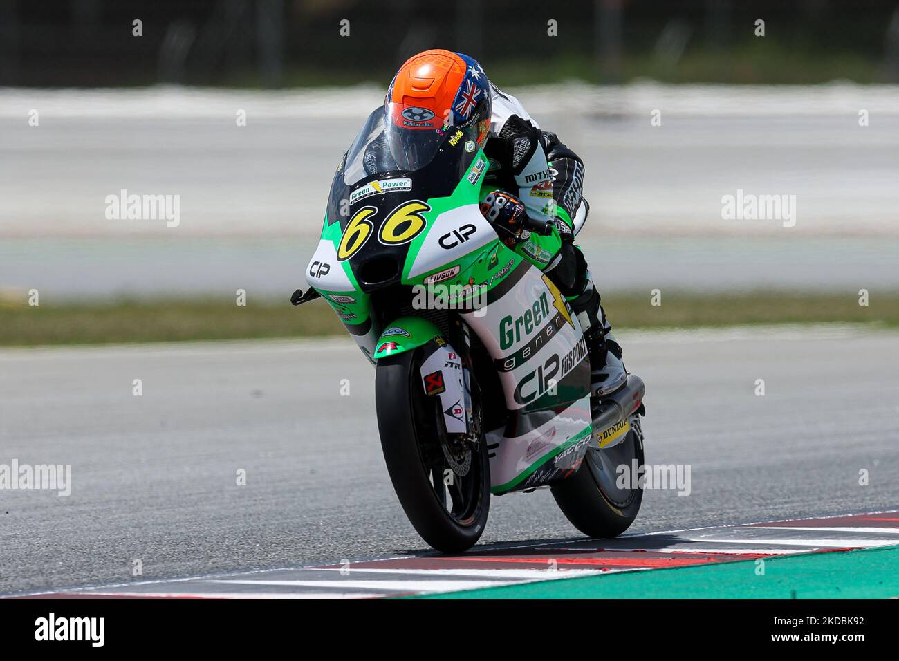 Joel Kelso von Autralia vom CIP Green Power Team mit KTM während des freien Trainings Moto3 des Gran Premio Monster Energy de Catalunya auf dem Circuit de Barcelona-Catalunya in Barcelona. (Foto von DAX Images/NurPhoto) Stockfoto