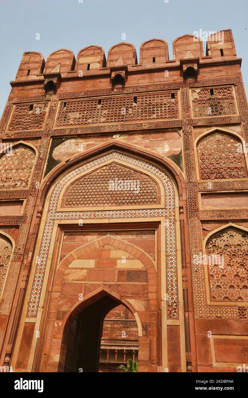 Agra Fort in Agra, Uttar Pradesh, Indien, am 04. Mai 2022. Agra Fort wurde im Jahr 1565-1573 für Mughal Kaiser Akbar gebaut. (Foto von Creative Touch Imaging Ltd./NurPhoto) Stockfoto