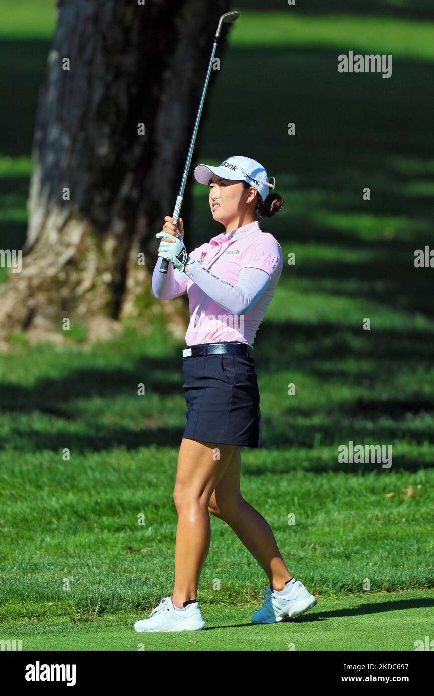 Minjee Lee aus Perth, Australien, trifft vom Fairway 17. während der ersten Runde des Meijer LPGA Classic Golfturniers im Blythefield Country Club in Belmont, MI, USA, Donnerstag, 16. Juni 2022. (Foto von Amy Lemus/NurPhoto) Stockfoto