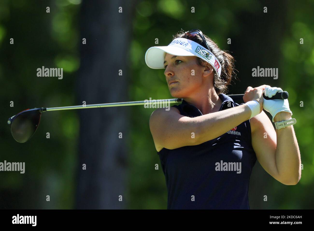 Rachel Rohanna aus Marianna, Pennsylvania, trifft beim ersten Lauf des Meijer LPGA Classic-Golfturniers im Blythefield Country Club in Belmont, MI, USA, am Donnerstag, 16. Juni 2022 vom 6. Abschlag. (Foto von Amy Lemus/NurPhoto) Stockfoto