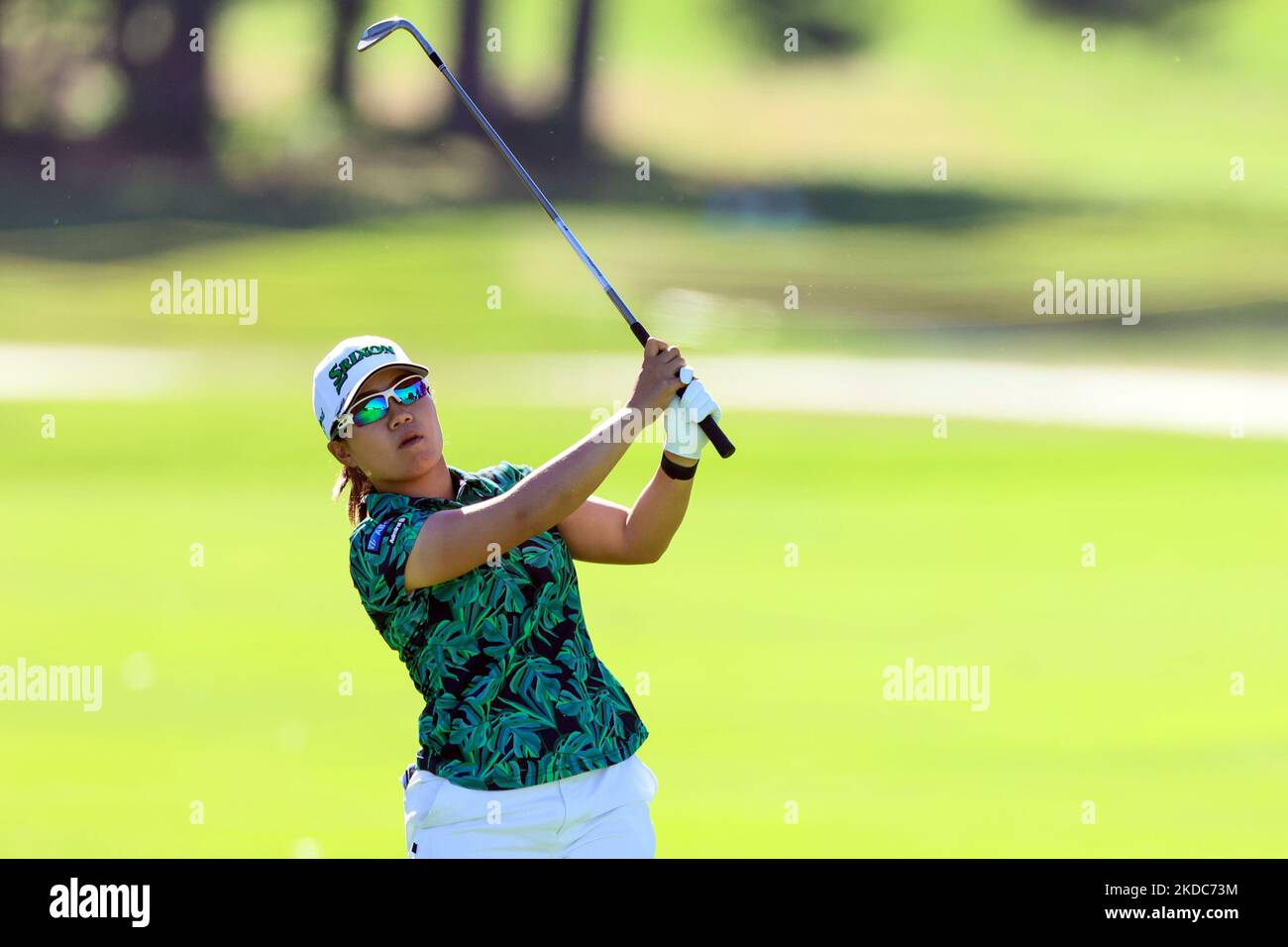 NASA Hatoaka aus Ibaraki, Japan, trifft auf die 18. Green während der ersten Runde des Meijer LPGA Classic Golf Turniers im Blythefield Country Club in Belmont, MI, USA Donnerstag, 16. Juni 2022. (Foto von Amy Lemus/NurPhoto) Stockfoto