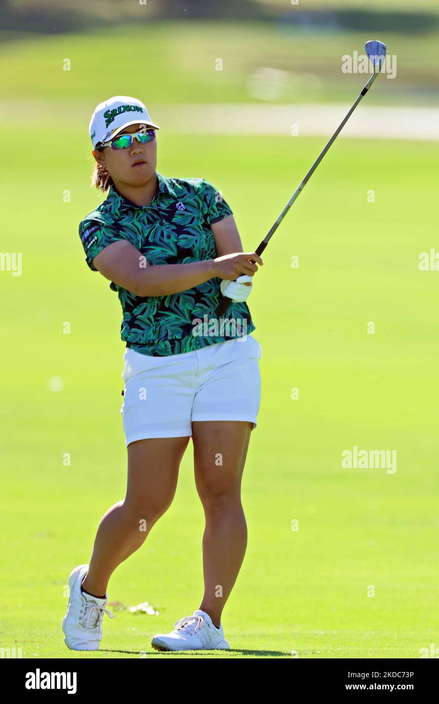 NASA Hatoaka aus Ibaraki, Japan, trifft auf die 18. Green während der ersten Runde des Meijer LPGA Classic Golf Turniers im Blythefield Country Club in Belmont, MI, USA Donnerstag, 16. Juni 2022. (Foto von Amy Lemus/NurPhoto) Stockfoto