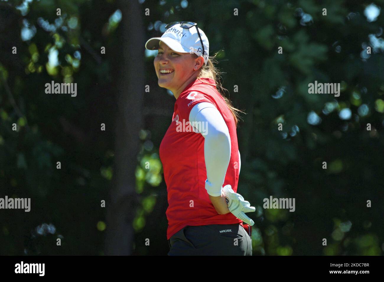 Jennifer Kupcho aus Westminster, Colorado, geht am Freitag, den 17. Juni 2022, in der zweiten Runde des Meijer LPGA Classic Golfturniers im Blythefield Country Club in Belmont, MI, USA, zum 4.-Abschlag. (Foto von Amy Lemus/NurPhoto) Stockfoto