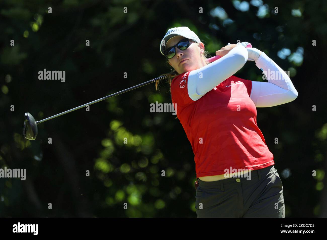 Jennifer Kupcho aus Westminster, Colorado, geht am Freitag, den 17. Juni 2022, in der zweiten Runde des Meijer LPGA Classic Golfturniers im Blythefield Country Club in Belmont, MI, USA, zum 4.-Abschlag. (Foto von Amy Lemus/NurPhoto) Stockfoto