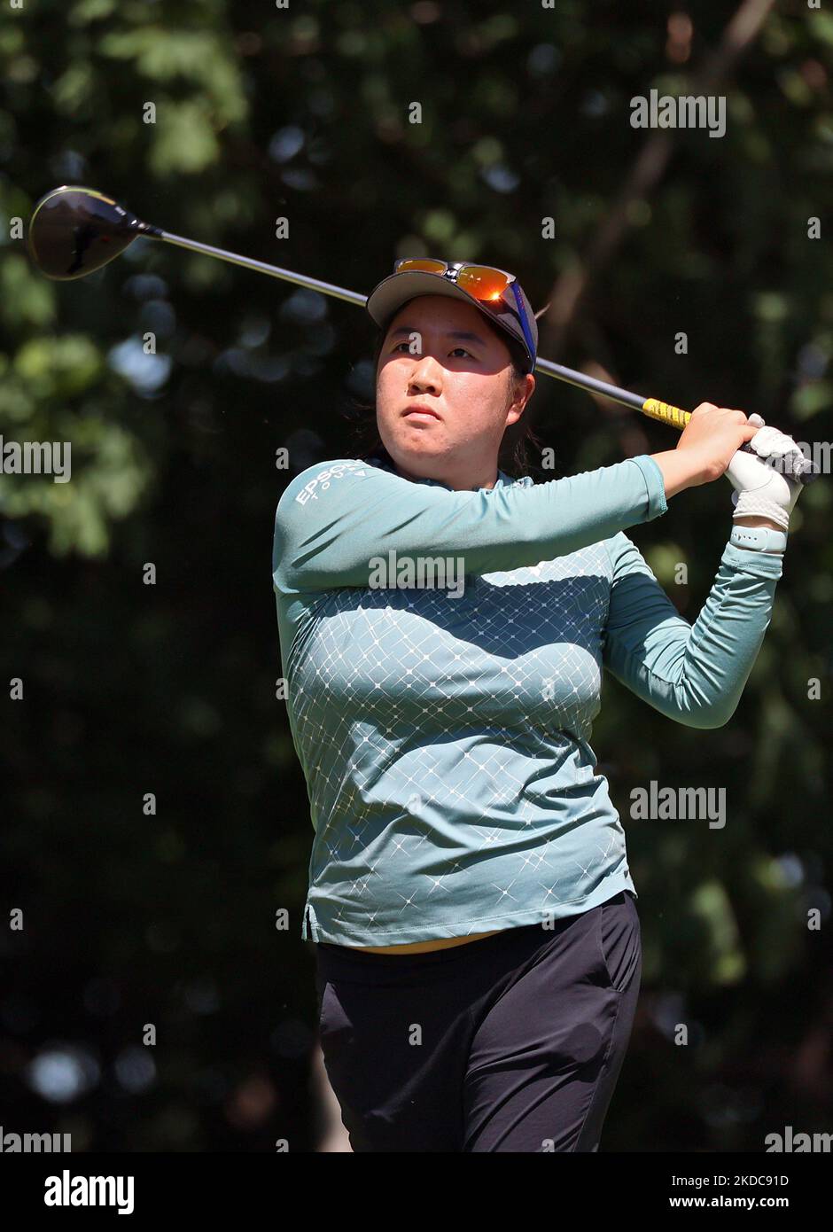 Ruixin Liu aus Guangdong, China, trifft beim ersten Lauf des Meijer LPGA Classic Golfturniers im Blythefield Country Club in Belmont, MI, USA, am Donnerstag, 16. Juni 2022, auf den 4.. (Foto von Amy Lemus/NurPhoto) Stockfoto