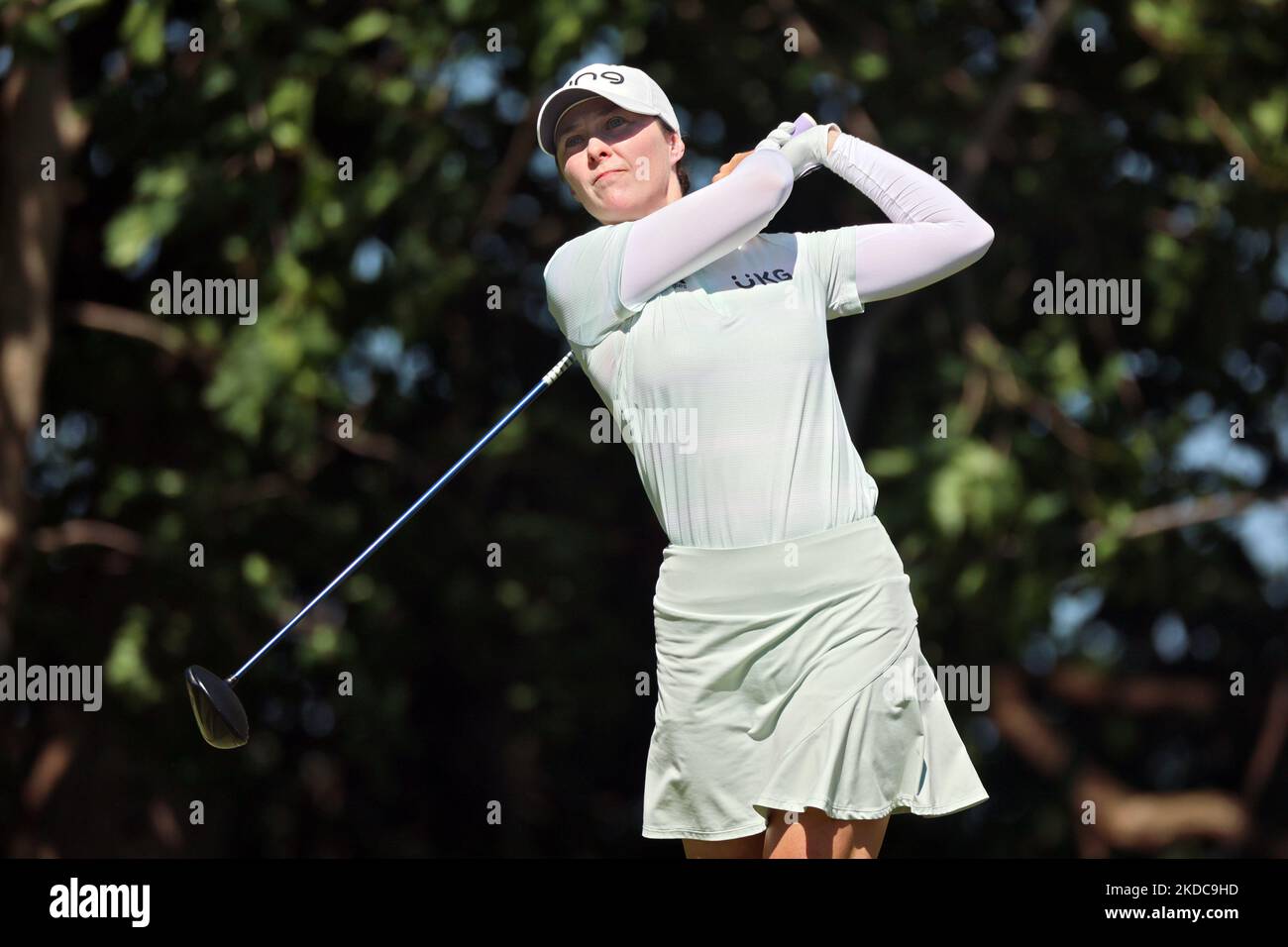 Brittany Altomare aus Shrewsbury, Massachusetts, trifft während der ersten Runde des Meijer LPGA Classic Golfturniers im Blythefield Country Club in Belmont, MI, USA, am Donnerstag, den 16. Juni 2022 vom 4.-Abschlag. (Foto von Amy Lemus/NurPhoto) Stockfoto