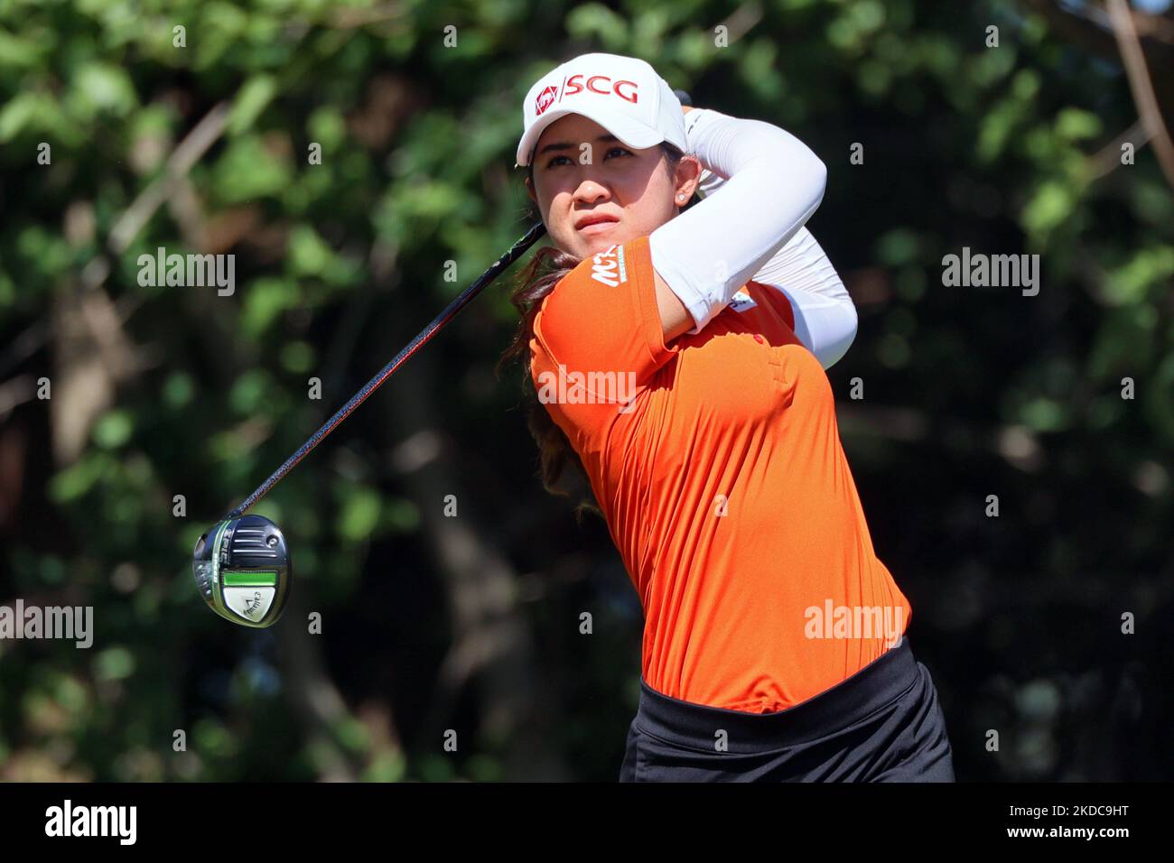 Pajaree Anannarukarn aus Bangkok, Thailand trifft beim ersten Lauf des Meijer LPGA Classic Golfturniers im Blythefield Country Club in Belmont, MI, USA, am Donnerstag, 16. Juni 2022, vom 4. T-Shirt. (Foto von Amy Lemus/NurPhoto) Stockfoto