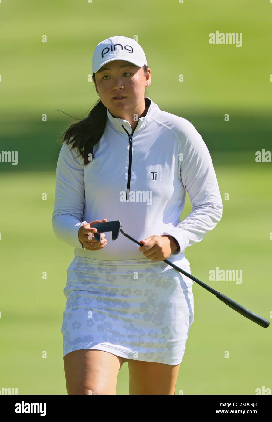 Kaitlyn Papp aus Austin, Texas, spaziert auf dem 3. Green während der ersten Runde des Meijer LPGA Classic Golfturniers im Blythefield Country Club in Belmont, MI, USA Donnerstag, 16. Juni 2022. (Foto von Amy Lemus/NurPhoto) Stockfoto